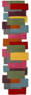 FLAIR RUGS Läufer Abstract Collage, rechteckig, Höhe: 11 mm, 100% Wolle, Karo Design, Patchwork, modern, mehrfarbig, Teppichläufer