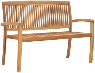 vidaXL Stapelbare Gartenbank mit Auflage 128,5 cm Massivholz Teak 3063287