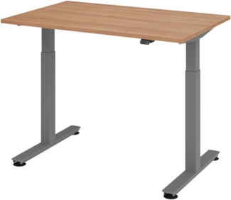 bümö elektrisch höhenverstellbarer Schreibtisch Nussbaum 120x80 cm, Gestell: Graphit - Büroschreibtisch höhenverstellbar elektrisch, elektrischer Bürotisch & Gaming Tisch, Stehschreibtisch, XMST-12-N-G