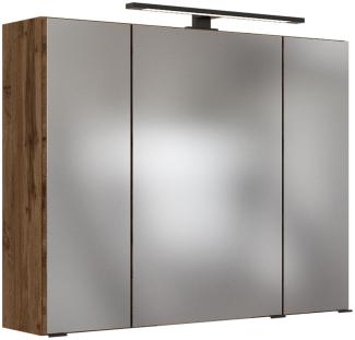 LED- Spiegelschrank 80 cm MANLY-03 Wotaneiche Nb. B/H/T: 80/64/20 cm