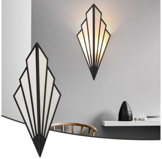 Jibenhome LED Wandleuchte LED Wandleuchte Moderne Fächer Wandlampe Leinen Eisen Flurlampe, Schwarz, Flammen-Effekt für Flur Treppenhaus Wohnzimmer Schlafzimmer
