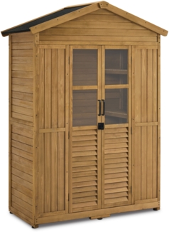 M MCombo Gartenschrank Gartenhaus Holz Wetterfest, Geräteschrank Holzschrank Outdoor Wasserdicht Begehbar, für Außenbereich Balkon Terrasse 1743 (Natur)
