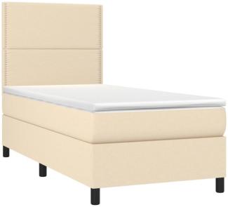 vidaXL Boxspringbett mit Matratze & LED Creme 90x200 cm Stoff, Härtegrad: H2 [3134770]