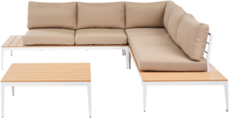 Garten Ecksofa mit Tisch 5-Sitzer POSITANO Hellbraun