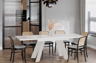 Endo-Moebel Esstisch "Coso Kaschmir" 130-210cm ausziehbar, erweiterbar, Kaschmir Tischbeine, Für bis zu 8 Personen, Kaschmir Beige Beine, Küchentisch, viele Farben