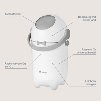 lionelo Windeleimer PUREBIN, Luftdicht/Universalbeutel/10l/Einhand/Falltür