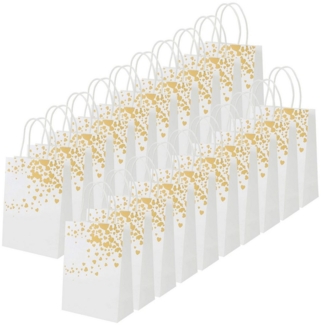 Belle Vous Geschenkbox Papiertüten mit Griff und goldene Herzen (20er Set) (20 St)