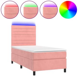 Boxspringbett mit Matratze & LED Samt Rosa 80 x 200 cm