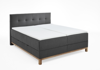Boxspringbett >Catania< Liegefläche 180x200 cm, anthrazit, Stellmaß: 182 x 116 x 211 cm (BxHxT)