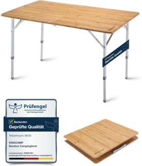 KingCamp Klapptisch Bambus höhenverstellbar Camping Garten 100 x 72 cm UV-Schutz
