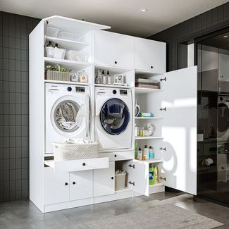 Roomart Waschmaschinenumbauschrank (Waschmaschinenschrank Trocknerschrank mit Schrankaufsätzen Waschturm)