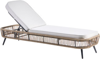 Sonnenliege mit Kissen ZERI Polyrattan Hellbeige