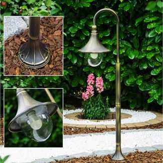 hofstein Pollerleuchte »Paraolo« Außenleuchte Stehleuchte in antikem Look, ohne Leuchtmittel, Metall Braun/Gold, Wegeleuchte 120cm, Vintage Gartenlampe,E27,IP44