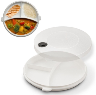 Hausfelder Mikrowellenteller Teller und Deckel für die Mikrowelle, für Temperaturen von - 20°C bis + 100°C geeignet, mit Dampfventil