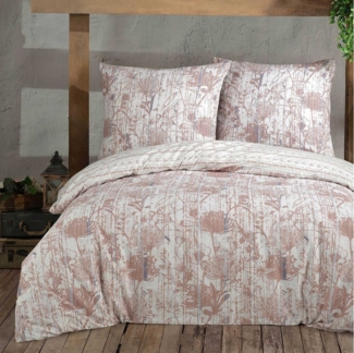 Buymax Bettwäsche Buena Wende-Bettwäsche, Blumen, Renforce: 100% Baumwolle, 3 teilig, mit Reißverschluss, gemustert, Blumen, Braun Weiß, 200x200 cm