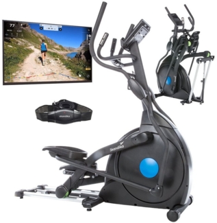 Skandika Crosstrainer CardioCross Carbon Champ, Ellipsentrainer für Zuhause bis 150 kg, mit 24,5kg Schwungmasse, Magnetbremssystem, Kinomap/App Kompatibel