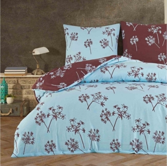 Buymax Bettwäsche Idil, Renforcé: 100% Baumwolle, 2 teilig, 135x200 cm, mit Reißverschluss, Geblümt, Löwenzahn, Türkis Braun