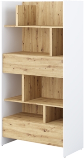MEBLINI Wohnzimmerschrank für Schrankbett Bed Concept - Hochschrank mit Regalen, Fächern und Schubladen - BC-28 - Weiß/Artisan Eiche