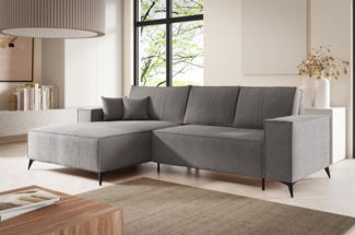 Ecksofa Schlafsofa FIORE Stoff ARAGON Grau Ottomane Links