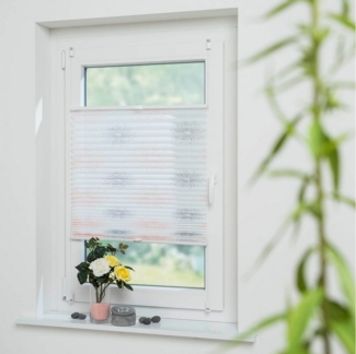 Liedeco Plissee Blume grau, Lichtschutz, ohne Bohren, verspannt, Klemmfix