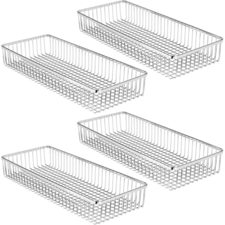 mDesign Schubladenkasten Aufbewahrungskorb Organizer 4er Set Metall Silber