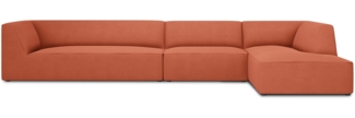 Micadoni Ecksofa Ruby 5-Sitzer Rechts Strukturierter Stoff Koralle Kunststoff schwarz
