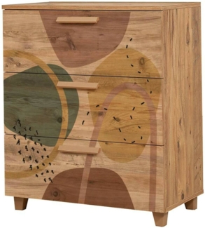 Dmora Kommode Dacia, Mehrzweckkommode, Schlafzimmerkommode, Schrank mit Schubladen, 80x43h95 cm, Eiche