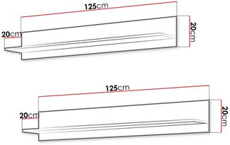Wandboard Soho S05 (Farbe: Lefkas Eiche / Lefkas Eiche + Schwarz)