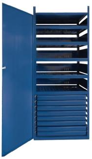 Schrank m.Tür LOGS 145 H1550xB540xT390mm 8 Schubl. 5 Fbd. blau RAL LOGS ""