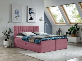 99rooms Forello Boxspringbett 120x200 cm Strukturstoff LARS Rosa