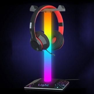 Rosnek LED Lichtleiste Kopfhörer-Halter, RGB, 10 Farbmodi, Typ-C, für Gamer Spielzimmer