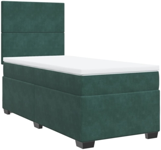 vidaXL Boxspringbett mit Matratze Dunkelgrün 90x190 cm Samt 3290783