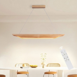 ZMH Pendelleuchte Esszimmer 90CM Holz Hängelampe Modern Dimmbar mit Fernbedienung, Augenschutz, Einfache Installtion, LED fest integriert, 3000-6500K, Esstisch 130CM Hängeleuchte Höhenverstellbar für Wohnzimmer