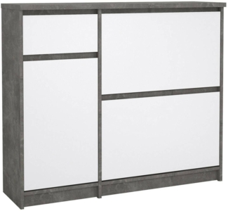 Dmora Schuhschrank Todd, Schuhregal, Mehrzweck-Eingangsgarderobe, Möbel für Schuhe, 109x32 h93 cm, Zement und Glänzendes Weiß