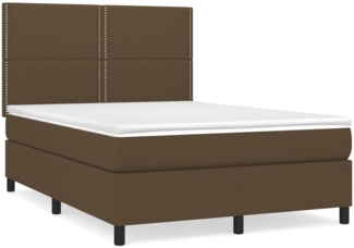 vidaXL Boxspringbett mit Matratze Dunkelbraun 140x200 cm Stoff 3141700