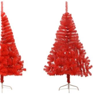 Künstlicher Halb-Weihnachtsbaum mit Ständer Rot 180 cm PVC