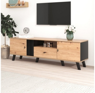 Ulife TV-Schrank Lowboard mit Einlegböden 2 Türen und 1 Schublade 170x40x50.5 cm