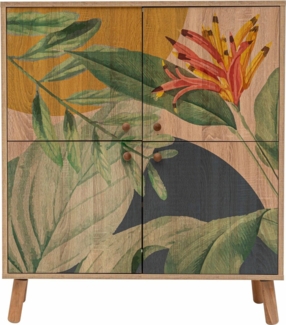 Dmora Kommode Agyemang, Wohnzimmerbuffet, Wohnzimmer-Sideboard, Moderne Küchen-Speisekammer, 95x36 h111 cm, Eiche und Grün