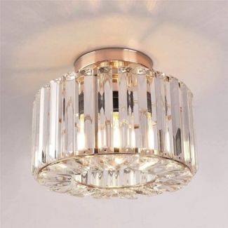 Goeco Deckenleuchte Lange Kristalllampe, Kristall Dekolampe, Schwarz rund, E27