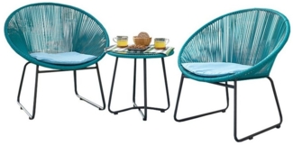HTI-Line Sitzgruppe Terrassenmöbel Almeria, (Set, 3-tlg, 2x Sessel, 1x Tisch, inkl. Sitzkissen), Gartenmöbel Loungegarnitur