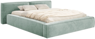 Selsey 'Tilves Low'Polsterbett 160x200 mit Bettkasten und Lattenrost, Velours, salbeigrün