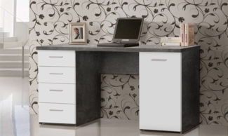 Schreibtisch PC Tisch beton weiß 145cm