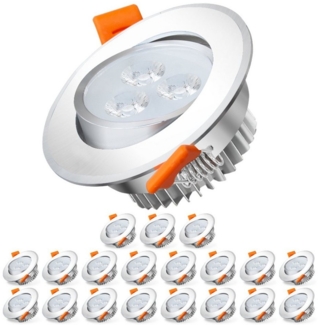 Clanmacy LED Einbaustrahler 20St. LED Spot Einbaustrahler Set Einbauleuchte Deckenleuchte