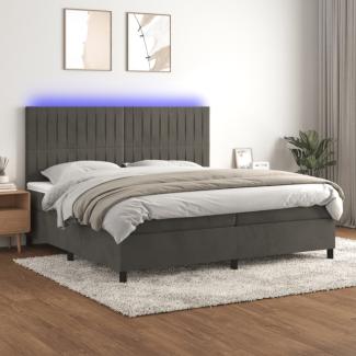 vidaXL Boxspringbett mit Matratze & LED Dunkelgrau 200x200 cm Samt, Härtegrad: H2 [3136264]