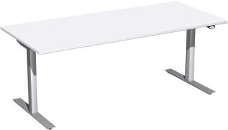 Elektro-Hubtisch 'Flex', höhenverstellbar, 180 x 80 x 68-116cm, gerade, Weiß / Silber