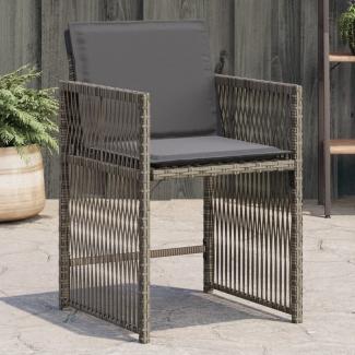 vidaXL Gartenstühle mit Kissen 4 Stk. Grau Poly Rattan 365036