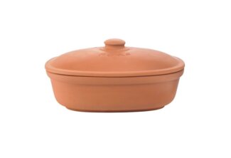 Römertopf Keramik Brottopf aus Ton, ideal für die Aufbewahrung von Brot und Gebäck 30x21 cm