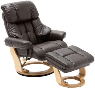 Relaxsessel Calgary braun Leder mit Hocker