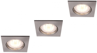 3er Set eckige Einbauleuchten PITTSBURGH mit GU10 LED, Breite 8cm