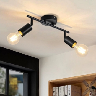 Nettlife Deckenstrahler Schwarz 1/2/3/4/6 Flammig Deckenleuchte E27 Industrial Vintage, Schwenkbar, LED wechselbar, Küche Flur Wohnzimmer Schlafzimmer